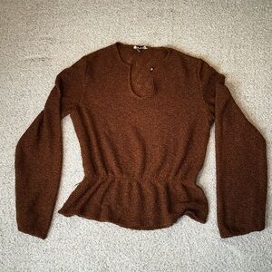 JK Designs Vintage 70s Knit Keyhole Peplum Sweater Size S/M
